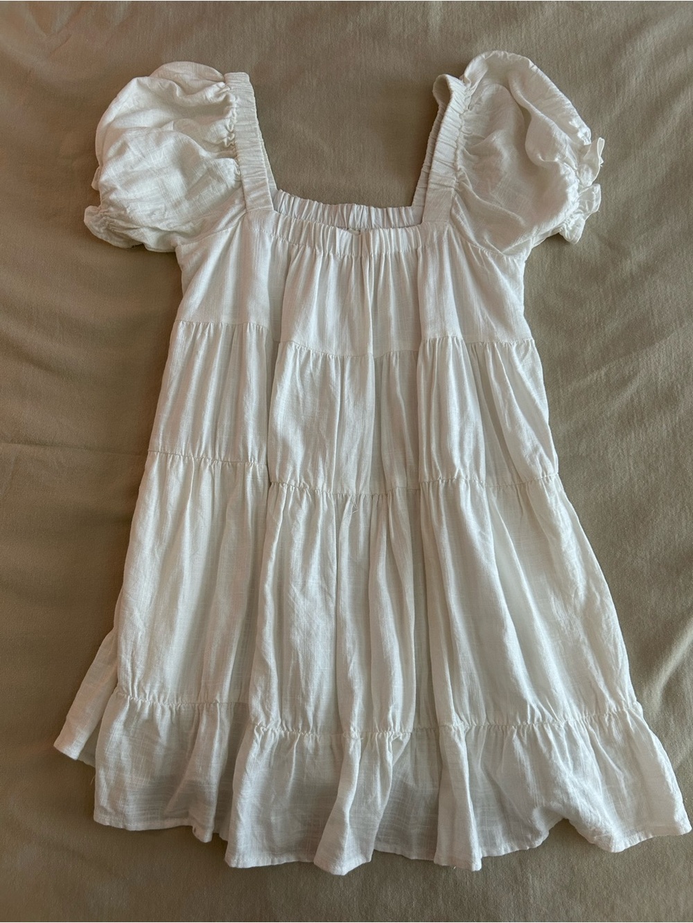 White Puff Sleeve Mini Dress